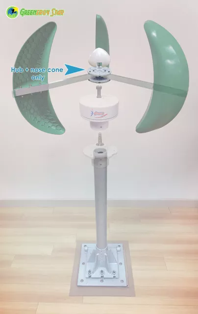 Cubo de eje vertical GreenergyStar + cono nariz (3 enchufes) para turbina eólica VCMT Cubo de eje vertical GreenergyStar + cono nariz (3 enchufes) para turbina eólica VCMT