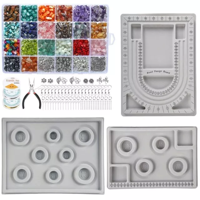 1187x Jewelry Making Kit Gemstone Chip Beads Beading Board DIY Bracelet Earring