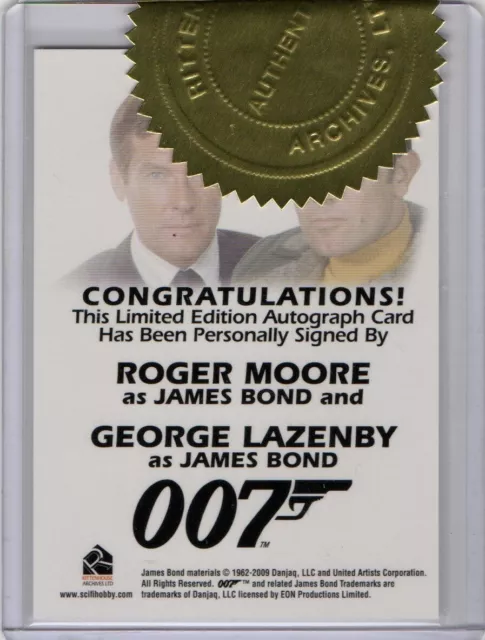 James Bond Heroes Bösewichte: Moore & Lazenby 6 Etui Incentive Dual Autogrammkarte 2