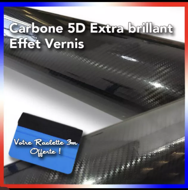 Carbone 5d film covering 30 X 152Cm thermoformable vernis brillant + Raclette 3M