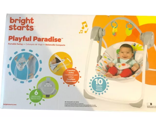 Bright Starts Playful Paradise Portable Compact Baby Swing with Toys, Unisex