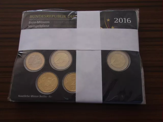 BRD 2016 Euro KMS ST komplett Satz ADFGJ Kursmünzensatz Stempelglanz 5x 5,88 €