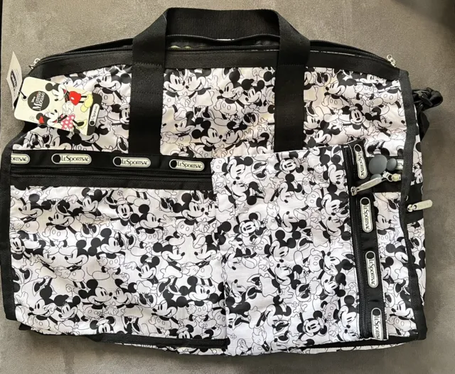 LeSportSac Disney Mickey Loves Minnie Mouse Weekender Duffel 2pc Travel Bag *NEW