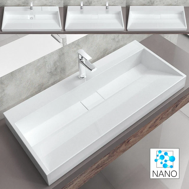 DESIGN GUSSMARMOR MINERALGUSS Aufsatz Waschbecken Waschtisch Keramik 60120 cm EUR 129,95