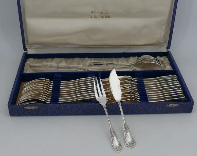 Boulenger Louis XV Floral,  12 couverts poisson + couvert de service, 26 pièces.