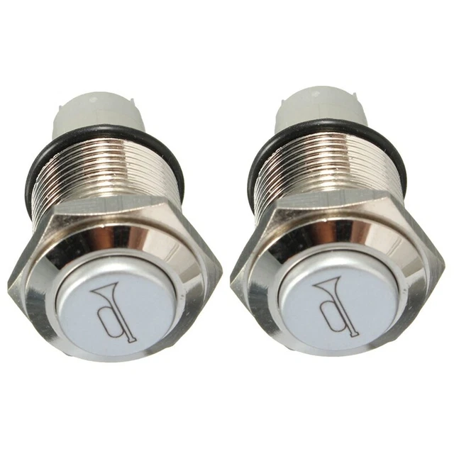2 x 12 V 16 mm luce LED auto momentanea bottone clacson interruttore in metallo pulsante a pressione BlaY5J7