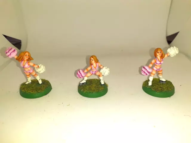 Blood Bowl Shadowforge Miniatures Human Cheerleaders Pro-Painted 3 Minis