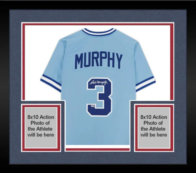 Framed Dale Murphy Braves Signed Baby Blue Mitchell & Ness Authentic Jersey