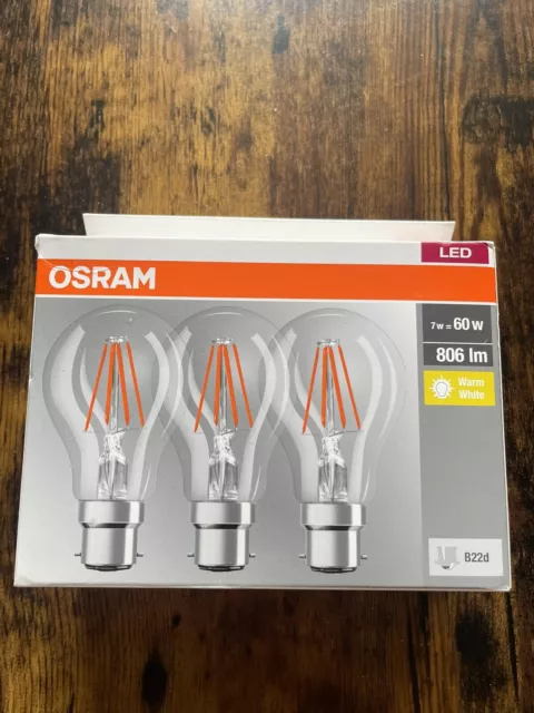 OSRAM LED Base Classic A/LED-Lampe in Leuchtmittelform mit B22d-Basis / nicht... 3er Pack