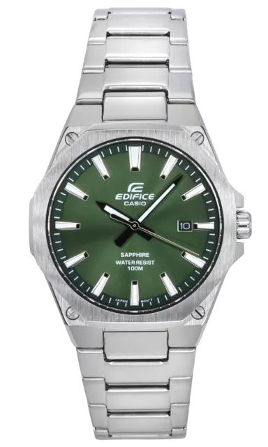 Casio Edifice Analog Stainless Steel Green Dial EFR-S108D-3A 100M Mens Watch