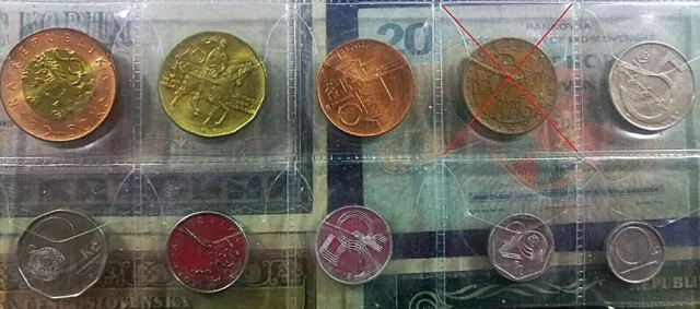 Set of all coins from the Czech Republic 10 Haléř - 50 Korun