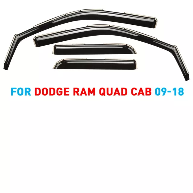 Rain Guards Vent Visors Shade for 2009-2018 Dodge RAM Quad Cab