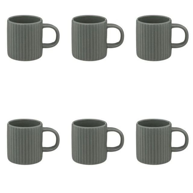 Lot de 6 Tasses à Café "Côtelé" 10cl Vert