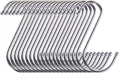 Paquete de 20 ganchos en forma de S de alta resistencia acero inoxidable 3"-20 piezas plata, plata