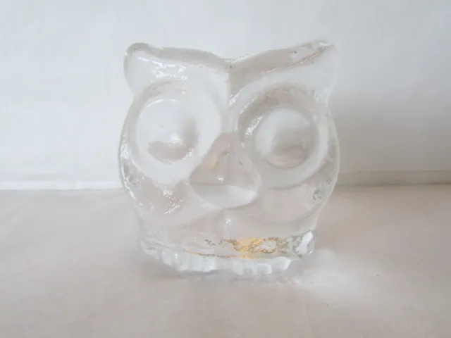 Vintage Crystal Swedish Skruf Sweden Crystal Glass Owl Paperweight Figurine