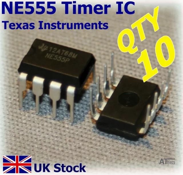 10 x NE555 NE555P IC Timer Texas Instrumente (DIL DIP NE555N) - UK Lagerbestand