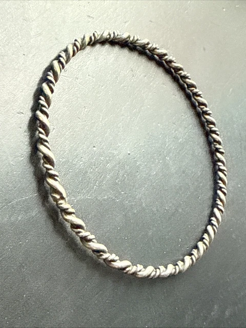 Bracelet Gourmette Jonc En Argent Massif 925 – Pierre Verte, Modèle Ancien
