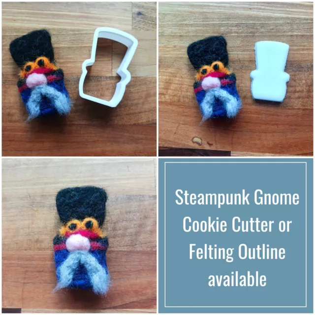 Gnome Navidad Steampunk Aguja Fieltro Plantilla 3 Tamaños Gonk Navidad