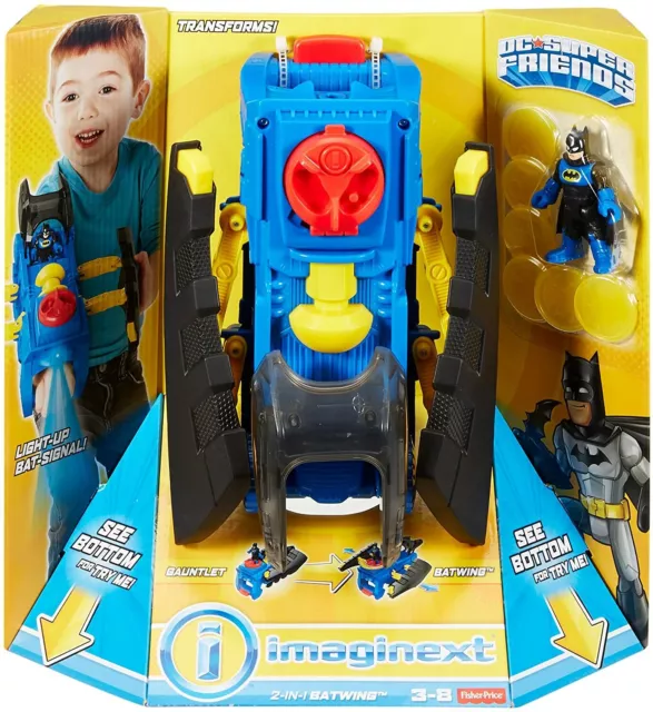 NEW Fisher Price Imaginext DC SUPER FRIENDS BATMAN 2 in 1 TRANSFORMING BATWING