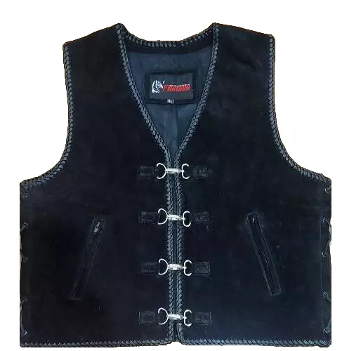 Motorcycle Vest Suede Buckle Waistcoat Double Braided Motorbike Riding Clip Vest