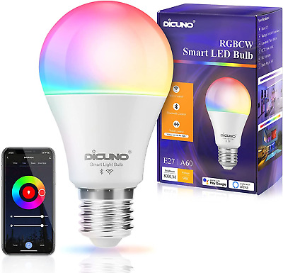 Ampoule Connectée LED, Ampoule Wifi LED Intelligente E27 Compatible Avec Alexa E