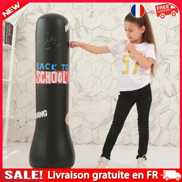 Inflatable Boxing Bag Fitness Punching Sandbag for Adult Children (Black)