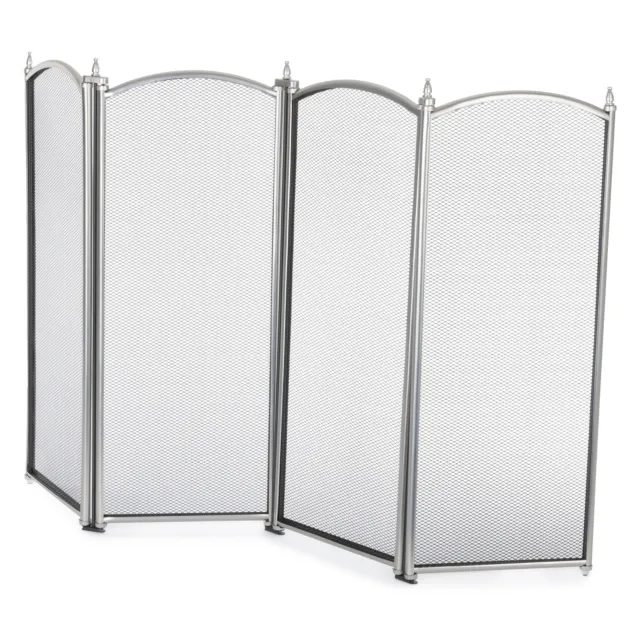 Heavy Duty Steel 4 Panel Fire Screen Spark Guard Safety Fireplace Stove Woodburn