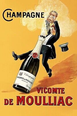 Poster Manifesto Locandina Vintage Pubblicità Champagne Arredo Ufficio Negozio