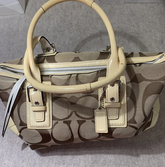 Coach Leather 2 handle Handbag  Carryall J0920 F13812  logo with yellow trim