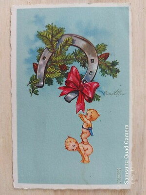 Illustrazione di Vincenzina Castelli Cartolina Augurale 1924 