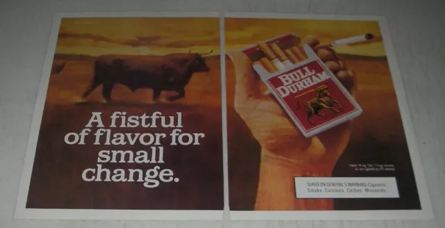 1991 Bull Durham Cigarettes Ad - A fistful of flavor for small change