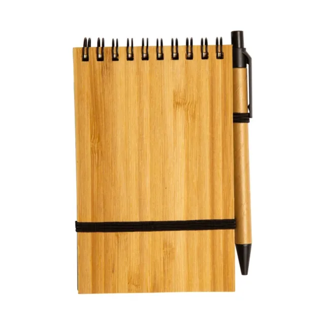 BLOCK NOTES con penna QUADERNO APPUNTI,bamboo spiralato per borsa o  tascabile EUR 1,99 - PicClick IT