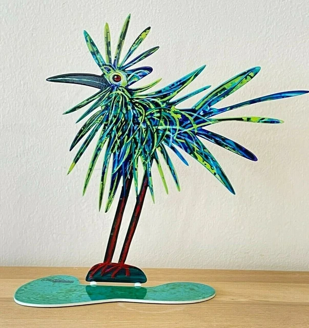 Pop art Metal "Pájaro Loco" escultura pintada a mano por DAVID GERSTEIN