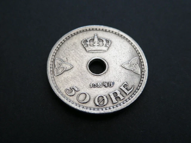 Norway 50 Ore 1948 Km#386 Very Fine Condition 1100497/498