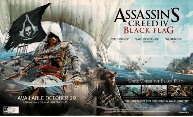 2013 Assassin's Creed IV Black Flag Video Game 2-page Vintage Print Ad pirates