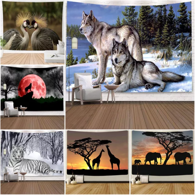 3D Große Giraffe Vögel Wandteppich Hänge Überwurf Tagesdecke Hintergrund HEISS