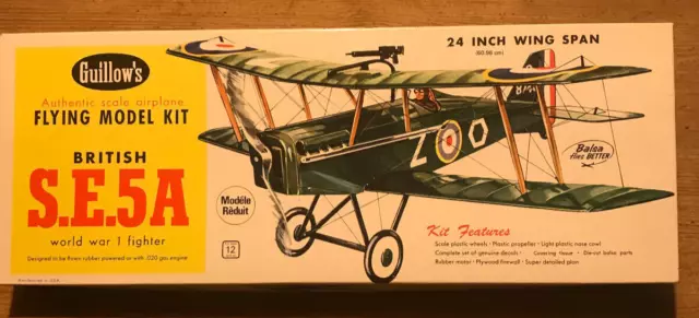 Guillows Balsa Model Kit Se5A For Rubber Or Powered Flight 24" Span