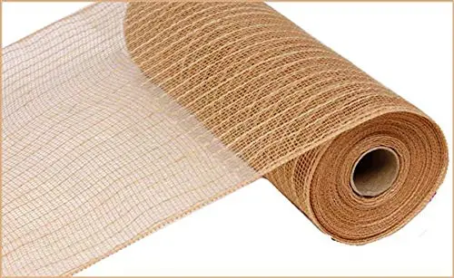 Poly Jute Burlap Deco Mesh, 10.5 Inches x 10 Yards Natural : RY800518