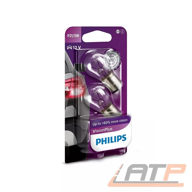 Philips Vision 5W P21 Visionplus Lampada Faro 12499Vpb2 Luce Duo P21W