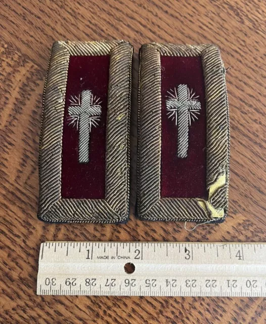 Knights Templer Fraternal Free Mason Shoulder Burgandy/Gold/Cross Epaulettes 