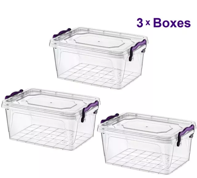 3x Food Container Plastic Food Storage Boxes with Lid Clear Microwave Dishwasher