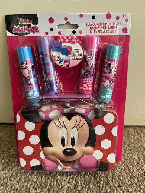 Townley Girl Minnie Mouse Flavored Lip Balm Set With Red Tin Box Case For Kids