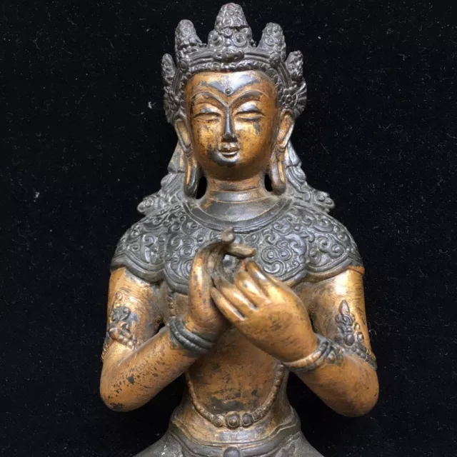 Chinese Exquisite Handmade Bronze gilt Guanyin statue 2