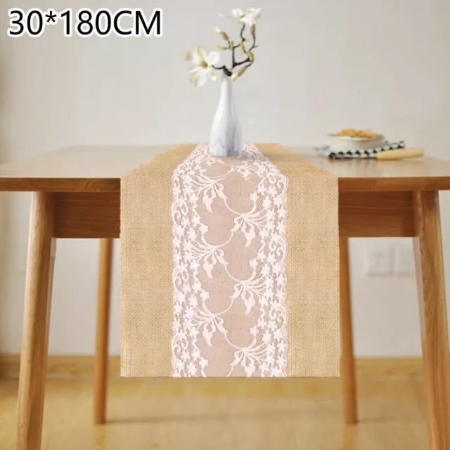 Coureur de table de jute en dentelle minable et chic pour la décoration de mari