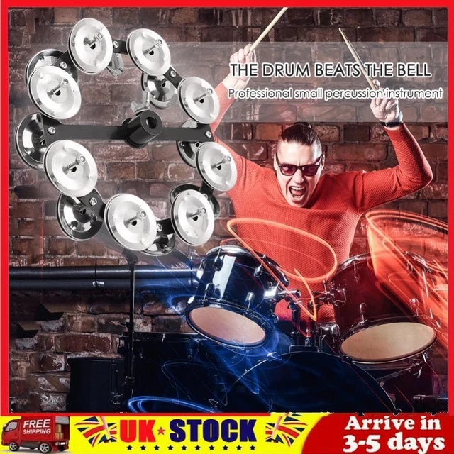 Drum Cymbals Hi Hat Tambourine Steel Bells with Row Jingles Portable Instrument