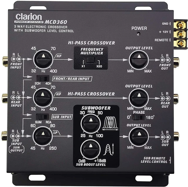 6-Channel Input Clarion Mcd360 3-Way Electronic Crossover W/ 5-Volt Rca Outputs