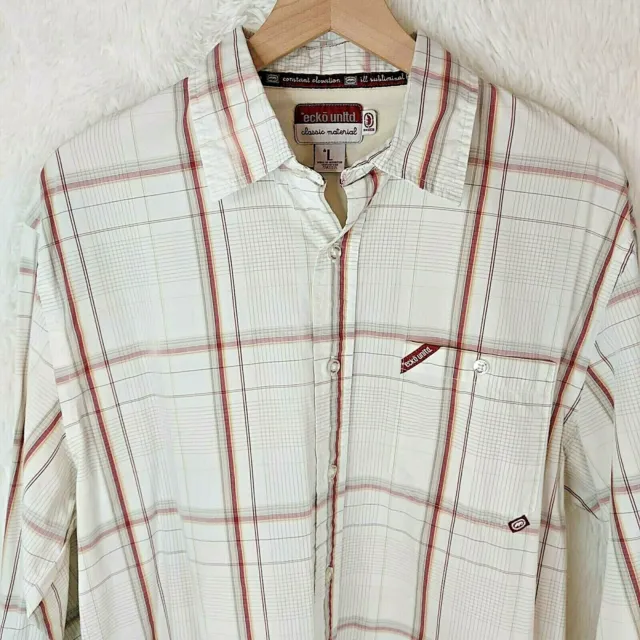 ECKO UNLTD Men's L/S PLAID Shirt Size LARGE VERY NICE CONDITION WESTERN LOOK