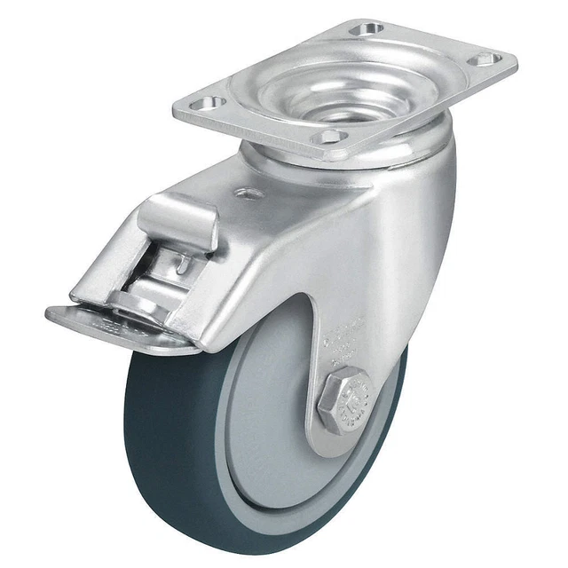 GRAINGER APPROVED L-PATH 100K-12-FI-FK Standard Plate Caster,Swivel,400 lb.