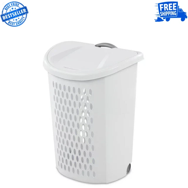 ULTRA WHEELED HAMPER Plastic Laundry Basket With Wheels White, For