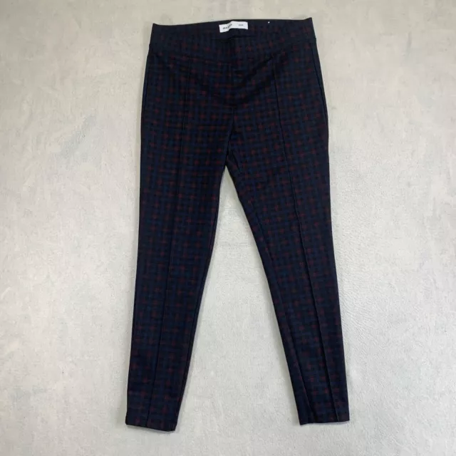 Old Navy Stevie Pants Women's Large Blue Check Plaid High Rise Pull-On Stretch